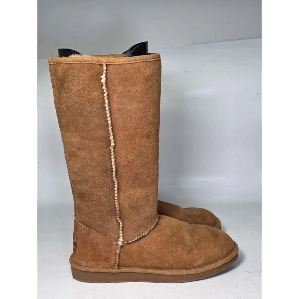 L.L. Bean Boots Women's Size 6 Medium Brown Suede Fur Tall Winter Shoes